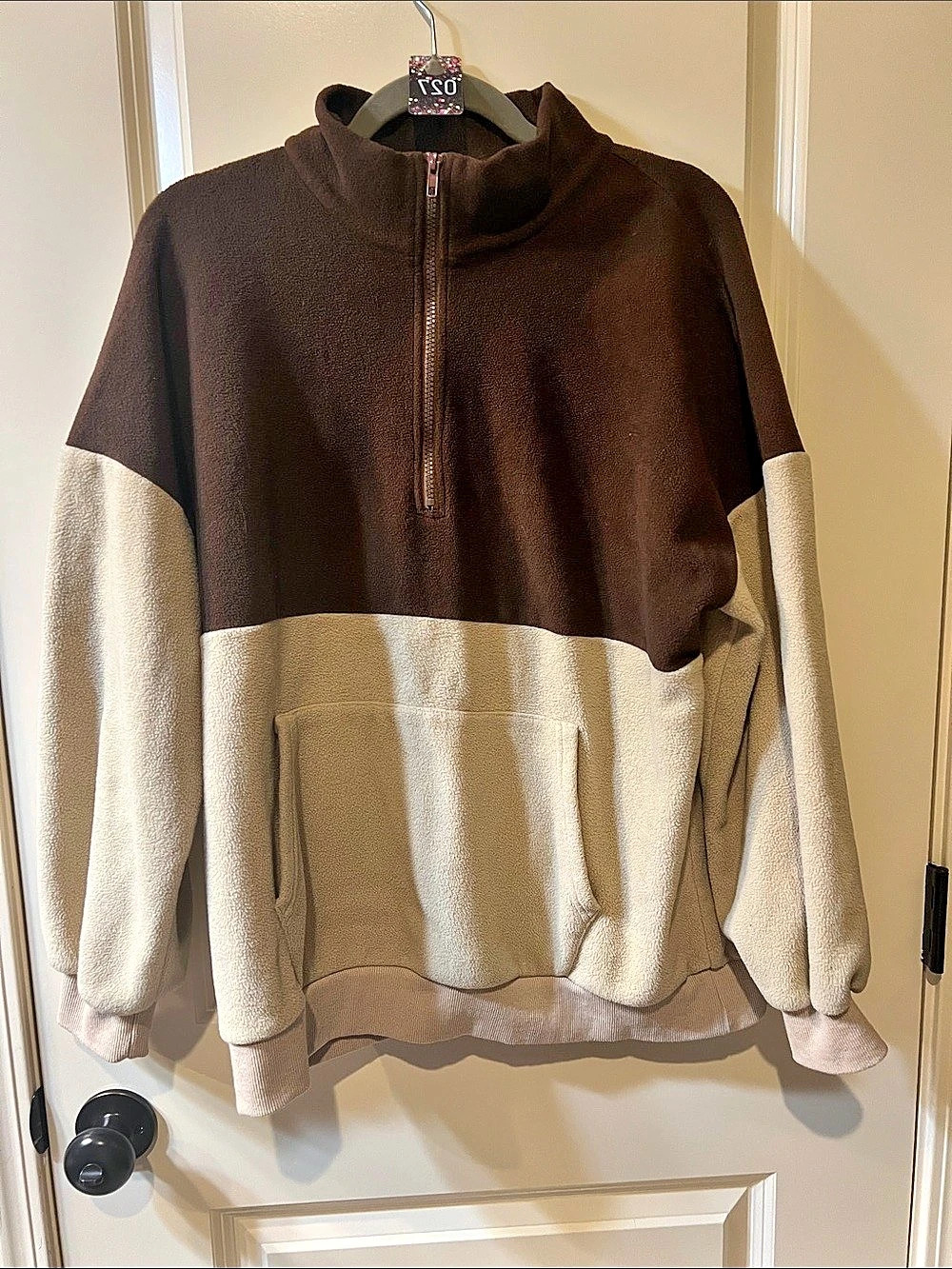 DAZY Colorblock Raglan Sleeve Zipper Fleece Sweatshirt Zip Fleece H027